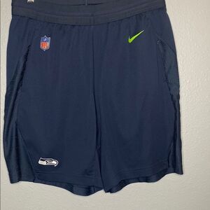 NFL Seattle Seahawks Nike Navy Neon Green Basketball Shorts Size Medium